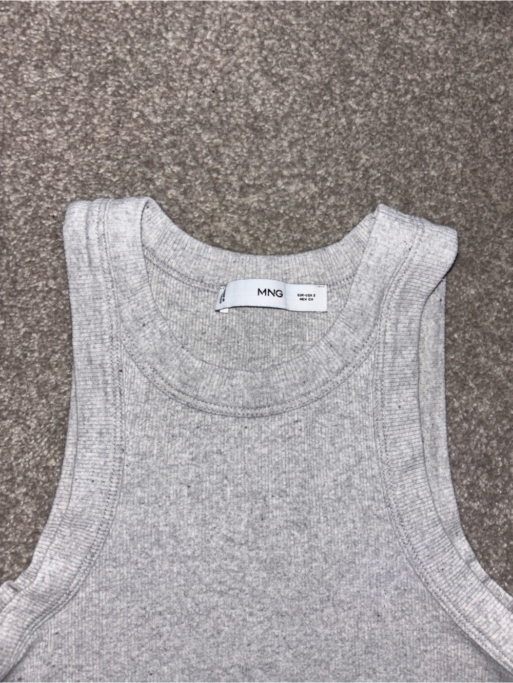Size S- Mango Light Gray Ribbed Tank Top - Picture 2 of 4